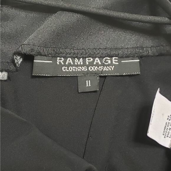 Vtg Rampage Y2K Black Floral Embroidered Rhinestone Maxi Dress Slit Sz 11 Formal - Picture 7 of 14